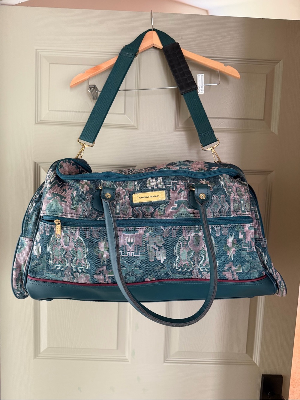 American Tourister Teal & Pink Patterned Travel Duffel